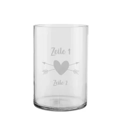 Edle Vase mit Herz und Wunschtext graviert