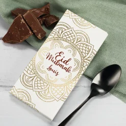 Eid Mubarak - goldveredelte 100 g Schokolade mit Mandalamotiv und Name personalisiert