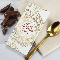 Eid Mubarak - goldveredelte 100 g Schokolade mit Mandalamotiv und Name personalisiert