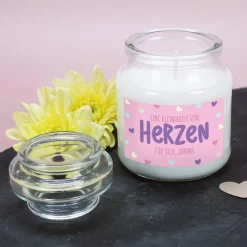 Eine Kleinigkeit von Herzen - Duftkerze im Glas mit Ihrem Wunschtext