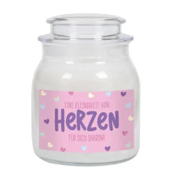 Eine Kleinigkeit von Herzen - Duftkerze im Glas mit Ihrem Wunschtext