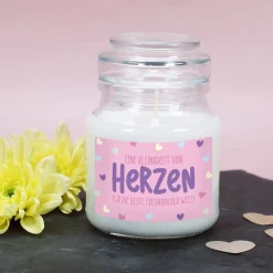 Eine Kleinigkeit von Herzen - Duftkerze im Glas mit Ihrem Wunschtext