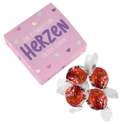 Eine Kleinigkeit von Herzen - 4 Lindorkugeln in persönlicher Faltschachtel