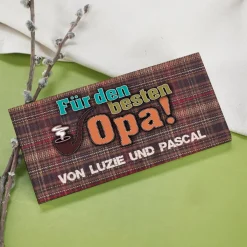 Eine Tafel Schokolade für den besten Opa mit Wunschtext