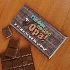 Eine Tafel Schokolade für den besten Opa mit Wunschtext