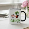 Eine Tasse voll Glück | Glückstasse aus Keramik mit schwarzem Rand & Henkel