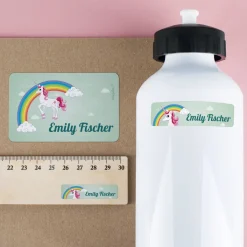 Einhorn - Aufkleberset mit Name in 3 Größen