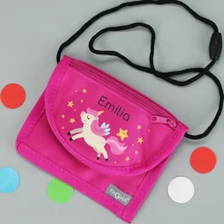 Einhorn Brustbeutel personalisiert mit Name | Geschenk für Mädchen | Farbauswahl