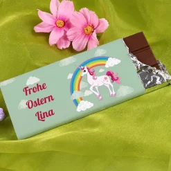 Einhorn Schokolade mit Ihrem Wunschtext