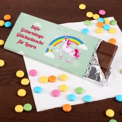 Einhorn Schokolade mit Ihrem Wunschtext
