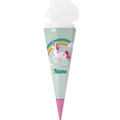 Einhorn - Schultüte für Mädchen mit Regenbogen und Wunschname