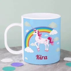 Einhorn Tasse aus bruchfestem Kunststoff mit Ihrem Namen personalisiert