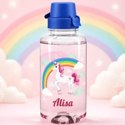 Einhorn Trinkflasche mit Name personalisiert 0,7 L | Geschenk für Mädchen zur Einschulung