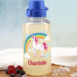 Einhorn Trinkflasche mit Name personalisiert 0,7 L | Geschenk für Mädchen zur Einschulung