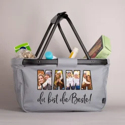 Einkaufskorb für Mütter "Mama du bist die Beste!" personalisierbar mit eigenen Fotos