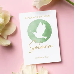 Einladung o. Danksagung zur Konfirmation, Kommunion, Taufe | Personalisiert | Taube