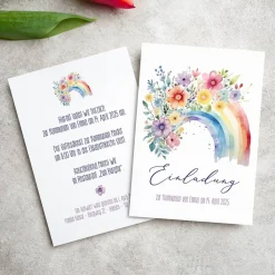 Einladung - Regenbogen - zur Taufe, Kommunion oder Konfirmation