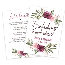 Einladungskarten - Rosen - zur Hochzeit
