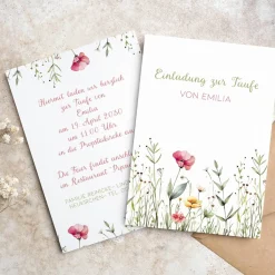 Einladungskarte - Wildblumen - zur Taufe, Kommunion oder Konfirmation
