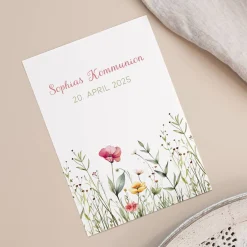 Einladungskarte - Wildblumen - zur Taufe, Kommunion oder Konfirmation