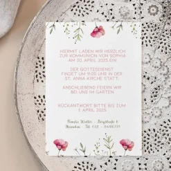 Einladungskarte - Wildblumen - zur Taufe, Kommunion oder Konfirmation