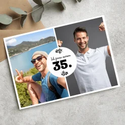 Einladungskarte zum Geburtstag mit 2 Fotos und Ihren Texten