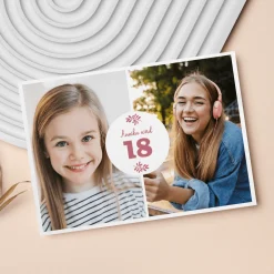 Einladungskarte zum Geburtstag mit 2 Fotos und Ihren Texten