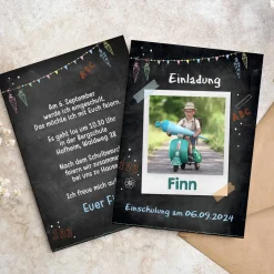 Einladungskarte zur Einschulung in Tafel-Optik