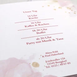 Einladungskarte zur Hochzeit - Faltkarte mit Foto im Blüten-Herz