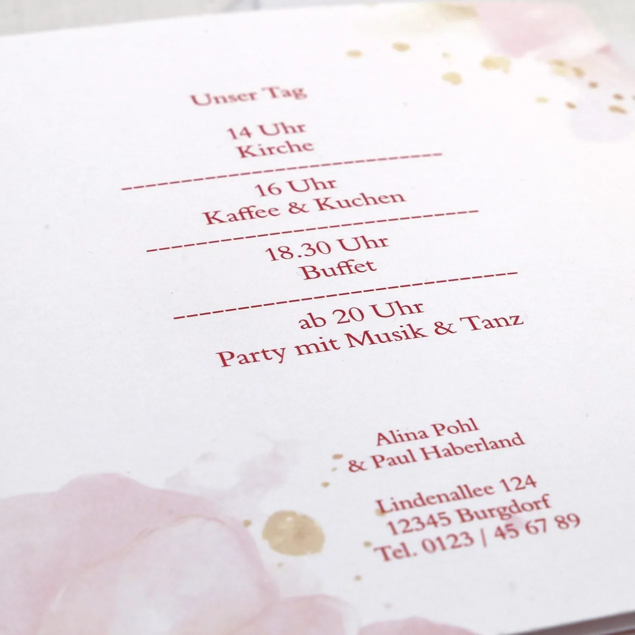 Einladungskarte zur Hochzeit - Faltkarte mit Foto im Blüten-Herz