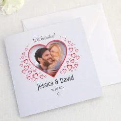 Einladungskarte zur Hochzeit mit Herz-Ausschnitt und Foto