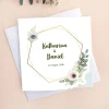 Einladungskarte zur Hochzeit mit Blüten in Watercolor-Optik