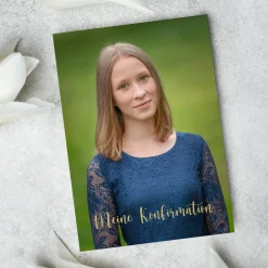 Einladungskarte zur Konfirmation, Kommunion, Taufe mit Foto & Wunschdaten | Danksagung