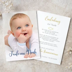 Einladungskarte zur Konfirmation, Kommunion, Taufe mit Foto & Wunschdaten | Danksagung