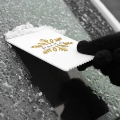 Eiskratzer mit goldenem Schneeflockenmotiv und Name bedruckt