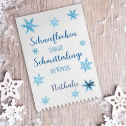 Eiskratzer mit Schneeflockenmotiv und Wunschnamen