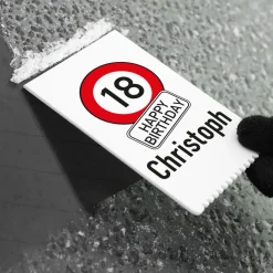 Eiskratzer mit Verkehrszeichen, Alter und Wunschname