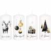 Elegante Adventskerzen mit Ihrem Wunschtext, 4er Set