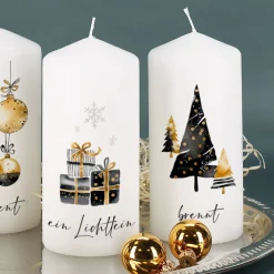 Elegante Adventskerzen mit Ihrem Wunschtext, 4er Set