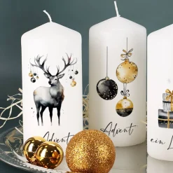 Elegante Adventskerzen mit Ihrem Wunschtext, 4er Set