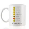 Emoticon Tasse mit Wochentagen und Ihrem Wunschtext