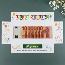 Endlich Schulkind - Box für Geldgeschenk zur Einschulung mit Name & Wunschtext