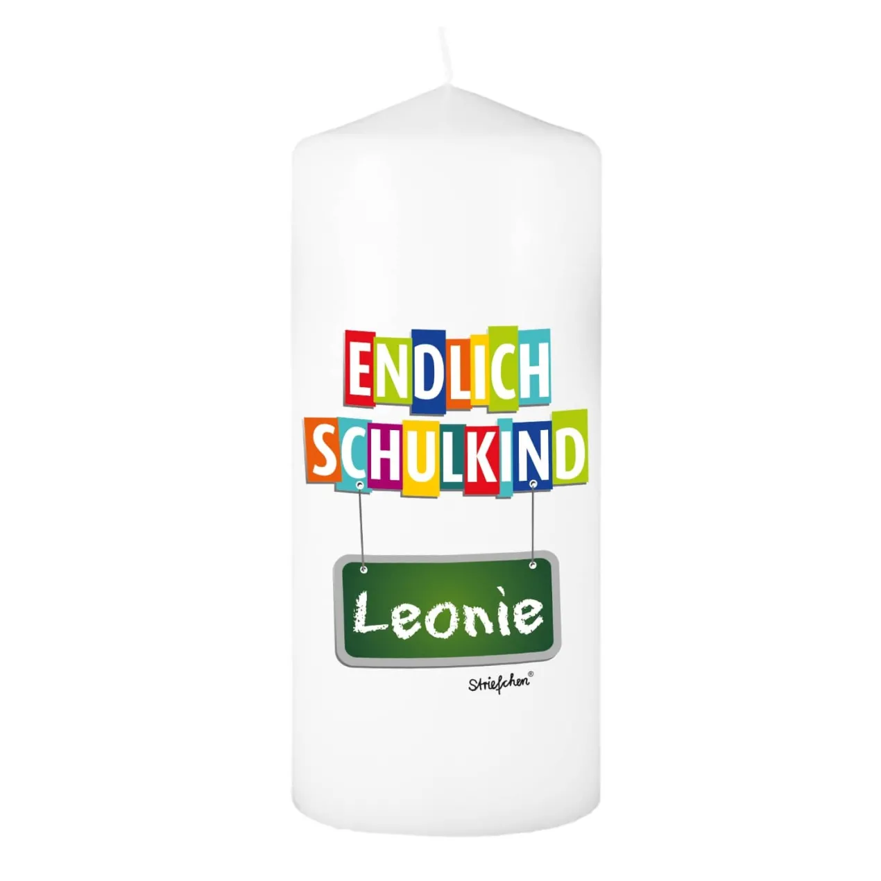 Endlich Schulkind - Kerze mit Name