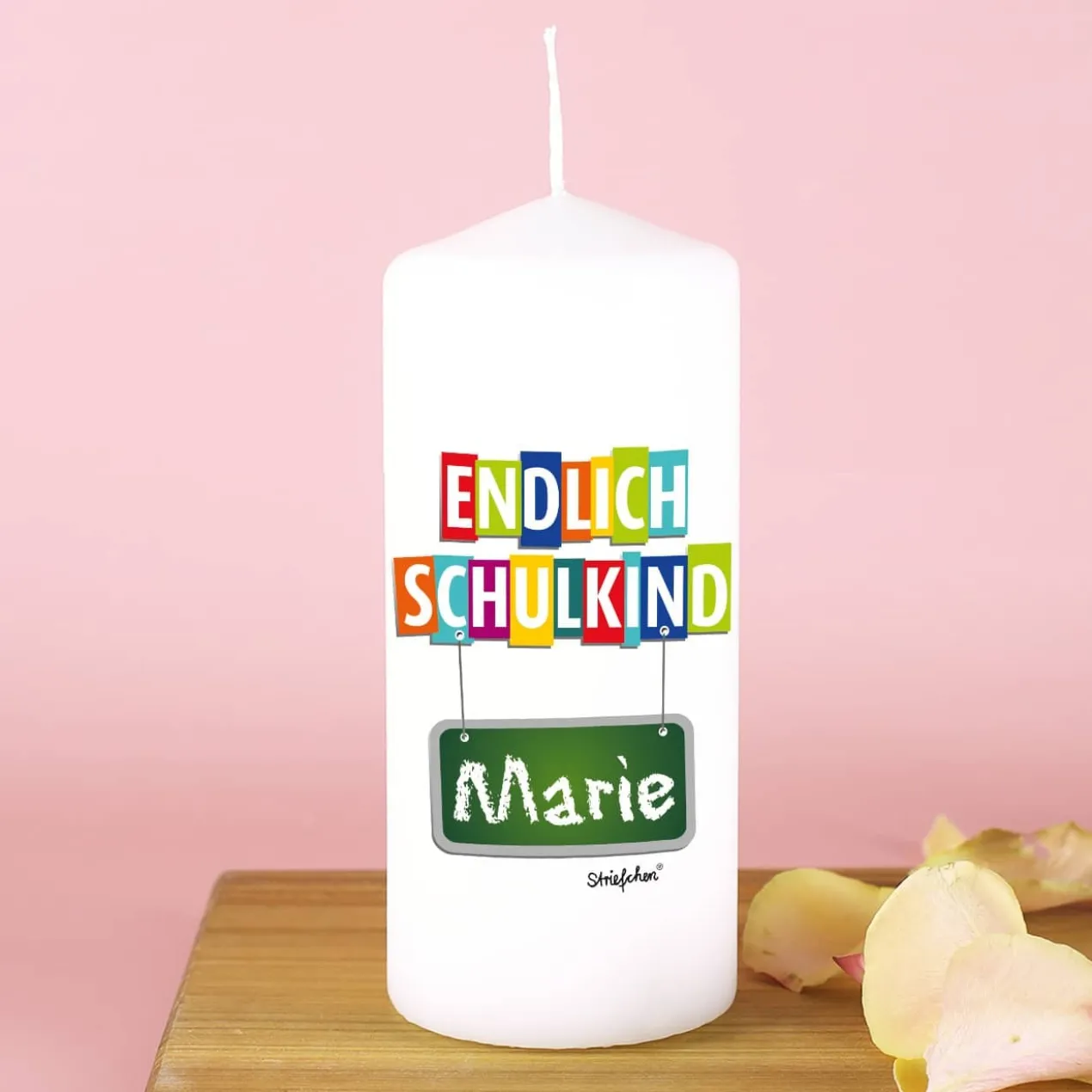 Endlich Schulkind - Kerze mit Name