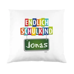 Endlich Schulkind - Kissen mit Name