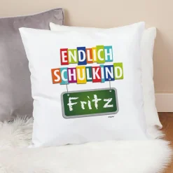 Endlich Schulkind - Kissen mit Name