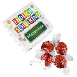 Endlich Schulkind - 4 Lindorkugeln in Geschenkverpackung mit Name