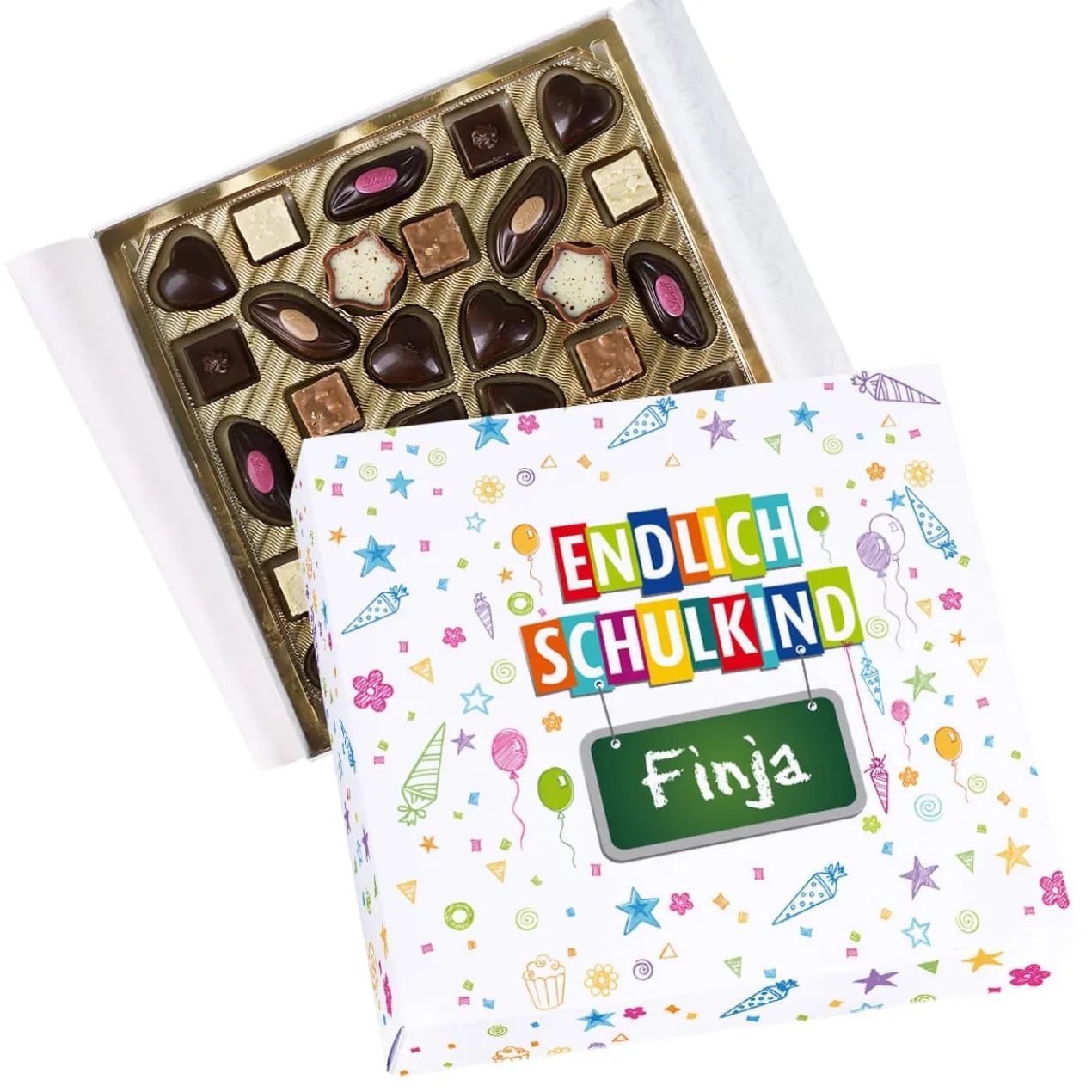 Endlich Schulkind - 32 Lindt Pralinen mit Namen personalisiert