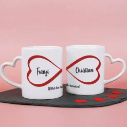 Endlose Liebe - Partnertassen mit Namen und Wunschtext