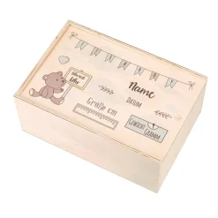 Erinnerungsbox aus Holz zur Geburt für Jungen